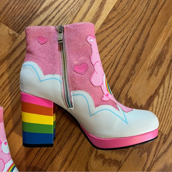 Pink Cheer Bear Care Bears Shoes Ankle Boots 80s Retro Boots Size 6 Pride - Picture 12 of 12